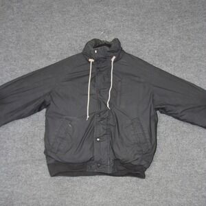 Eagle Pass Bomber Jacket Mens L Black Full Zip Snap Puffer Hooded Gorpcore